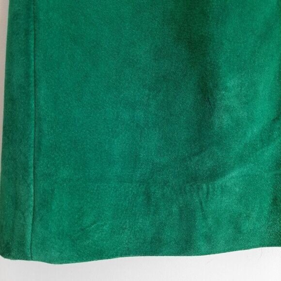 Vintage 100% Genuine Suede Leather Midi Pencil Skirt Green Sz M Flawed - Picture 8 of 16
